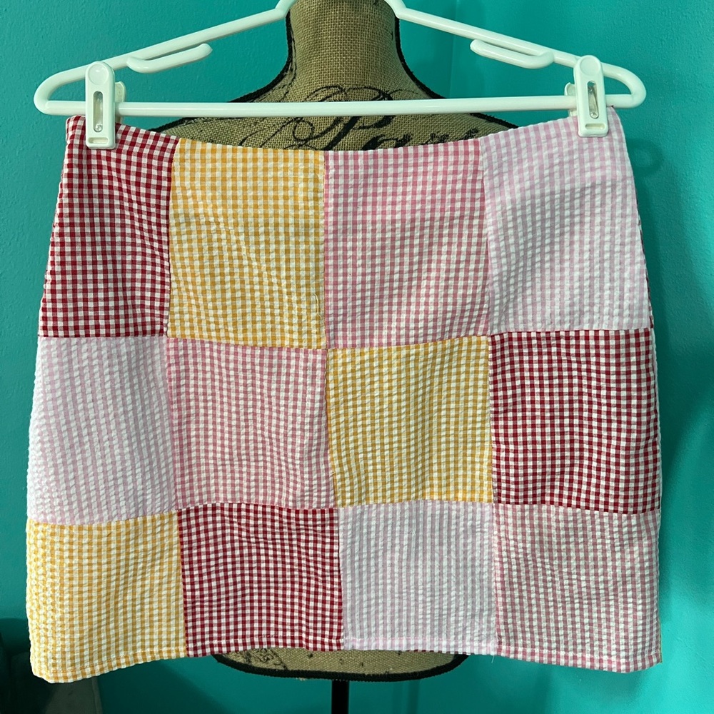 Euc Princess Polly Patchwork Pattern Mini Skirt S… - image 2